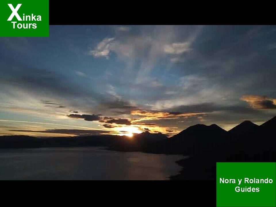 Sunrise over the Atitlan Lake in the trek from Xela to Atitlan Lake.