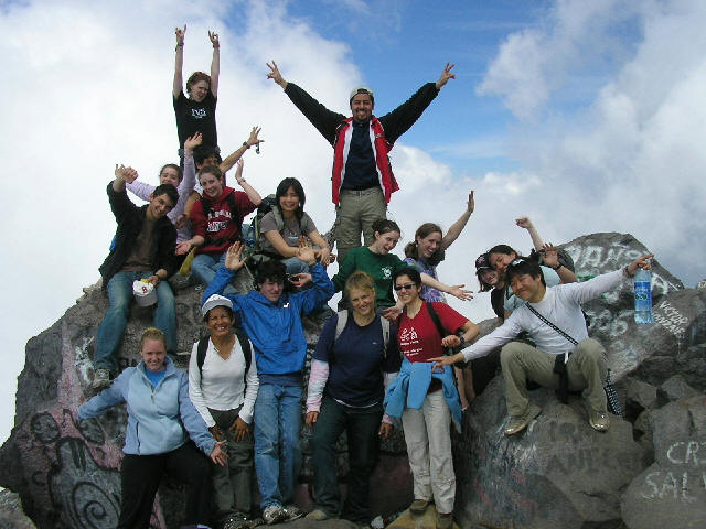 High School students at the summit of the Santa Maria Volcano.