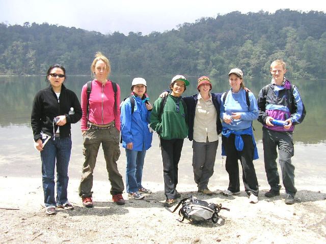 Students from all the world at the Chicabal Lagoon.