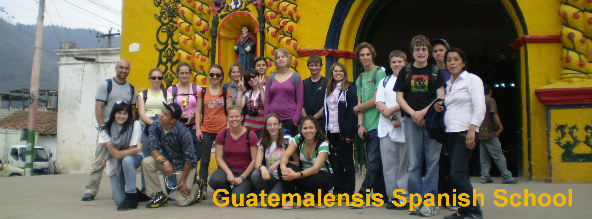 Group of spanish students from a high school of the United States knowing the guatemalan culture.